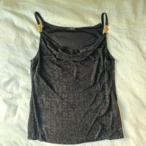 Versace Black Rhinestone Camisole Top